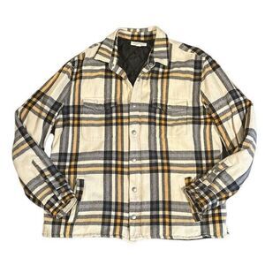 Men's Quilted Flannel‎ Jacket With Pockets Black-White-Gold Sz Large Aeropostale